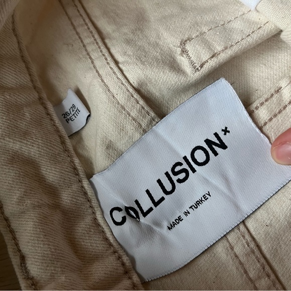 BNWT white/beige denim pants raw hem wide leg - Picture 4 of 4